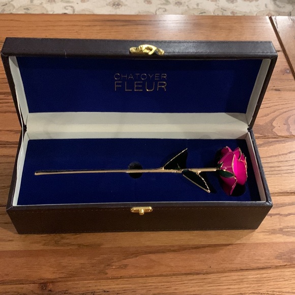 Chatoyer Fleur Forever Rose 24K gold piped pink rose - Picture 3 of 16